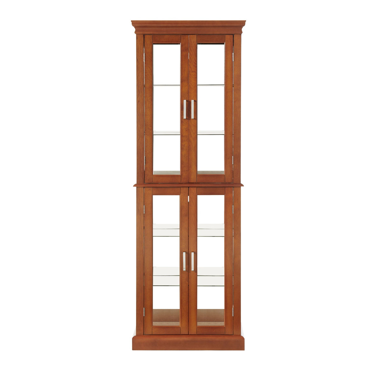 Lighted Curio Cabinet With Adjustable Shelves and Mirrored Back Panel