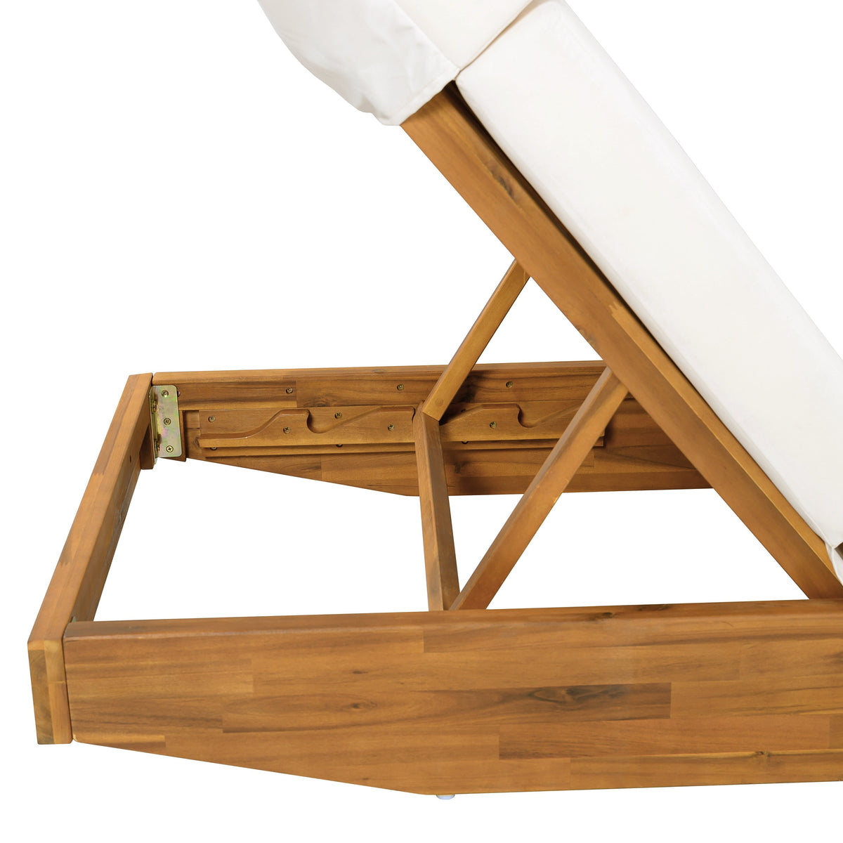 Modern Acacia Wood Outdoor Chaise Lounge
