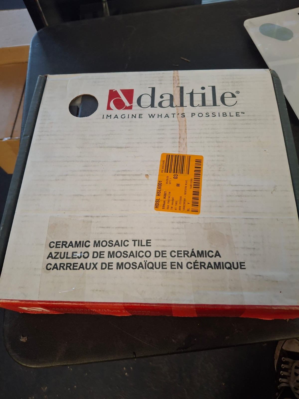 Open Box Daltile Restore Black Marble 12 in. x 12 in. Glazed Ceramic Brick Joint Mosaic Tile (9.96 sq. ft./Case)