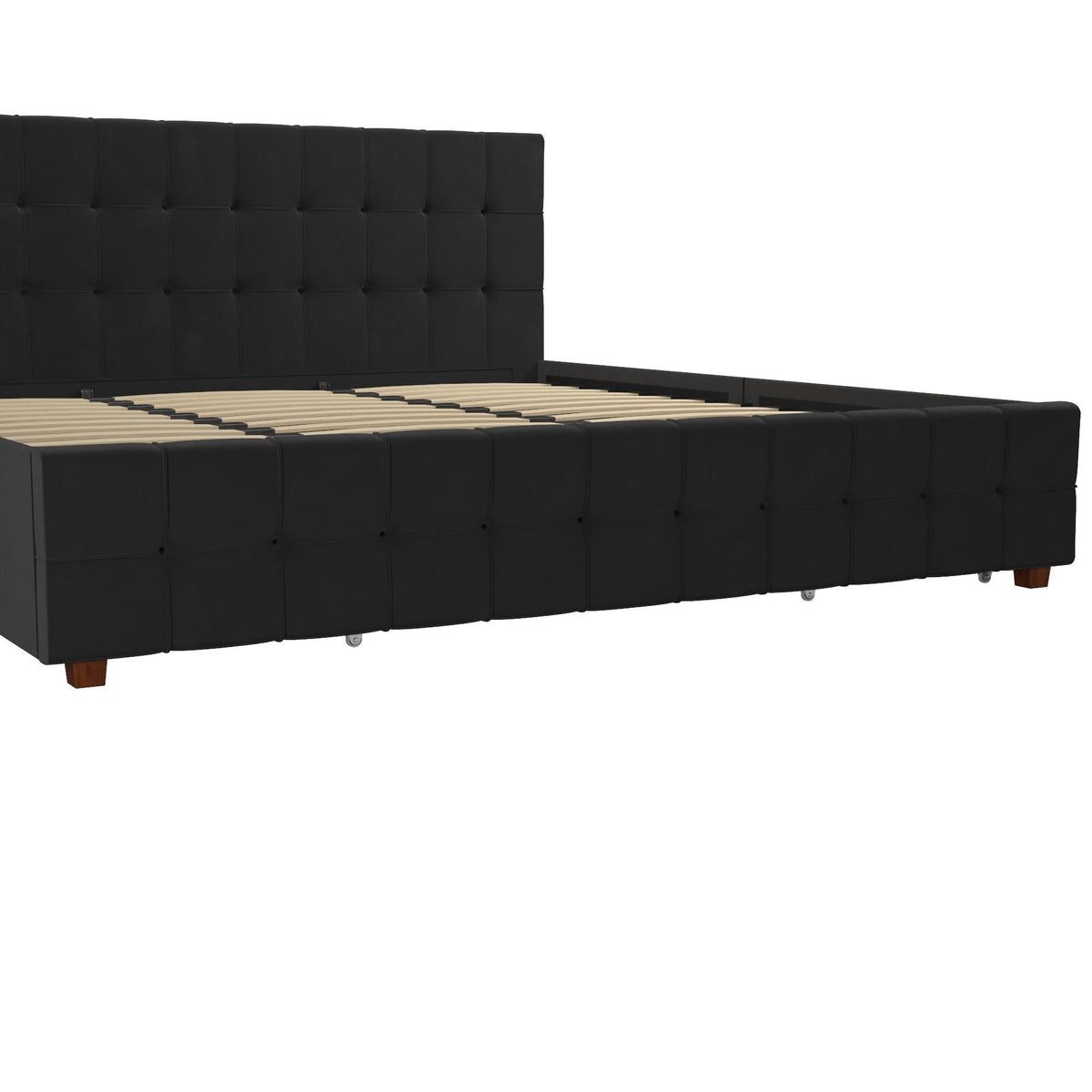 King Upholstered Bed With Storage - Black