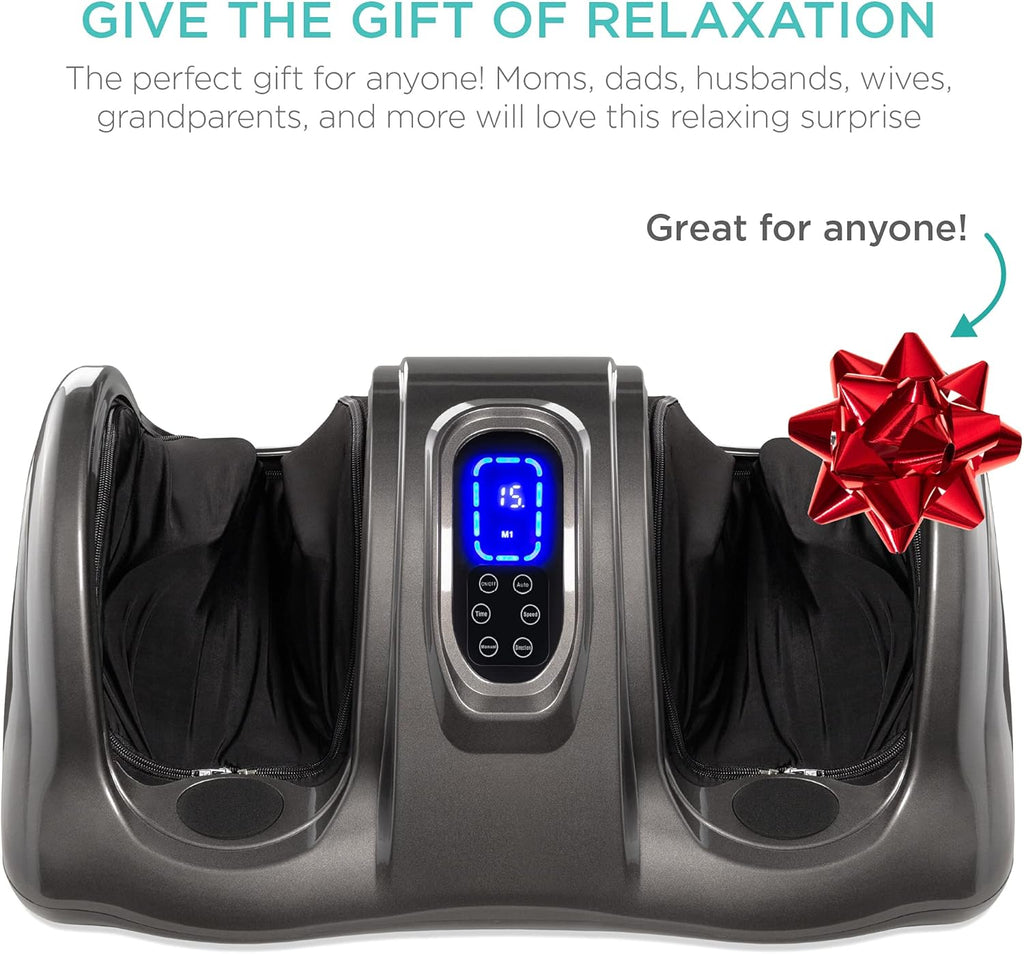Shiatsu Foot Massager for Pain Relief, Plantar Fasciitis, Neuropathy, Blood Circulation, Remote Control W/Compact Design - Gray