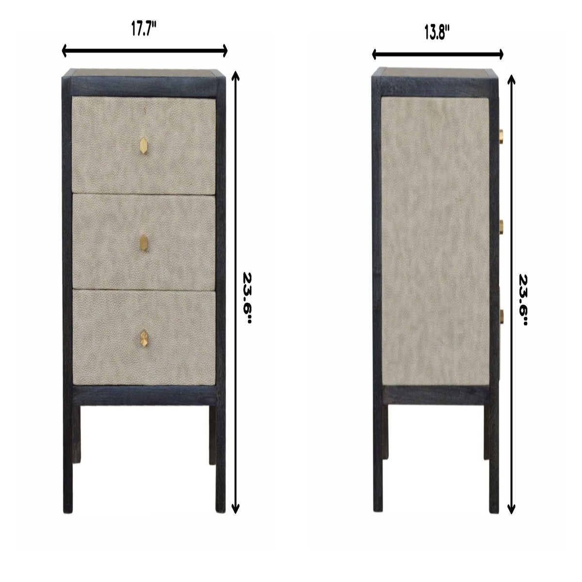 Nightstand, 3 Drawer - Black