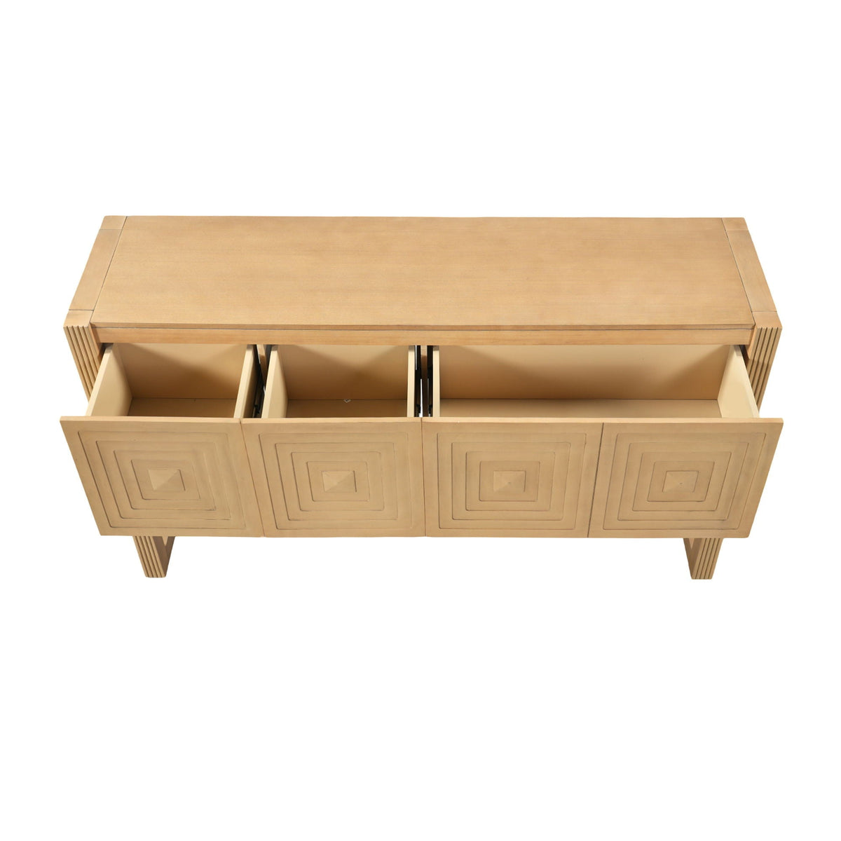 Geometric Carved Console Table With 3 Soft Close Drawers