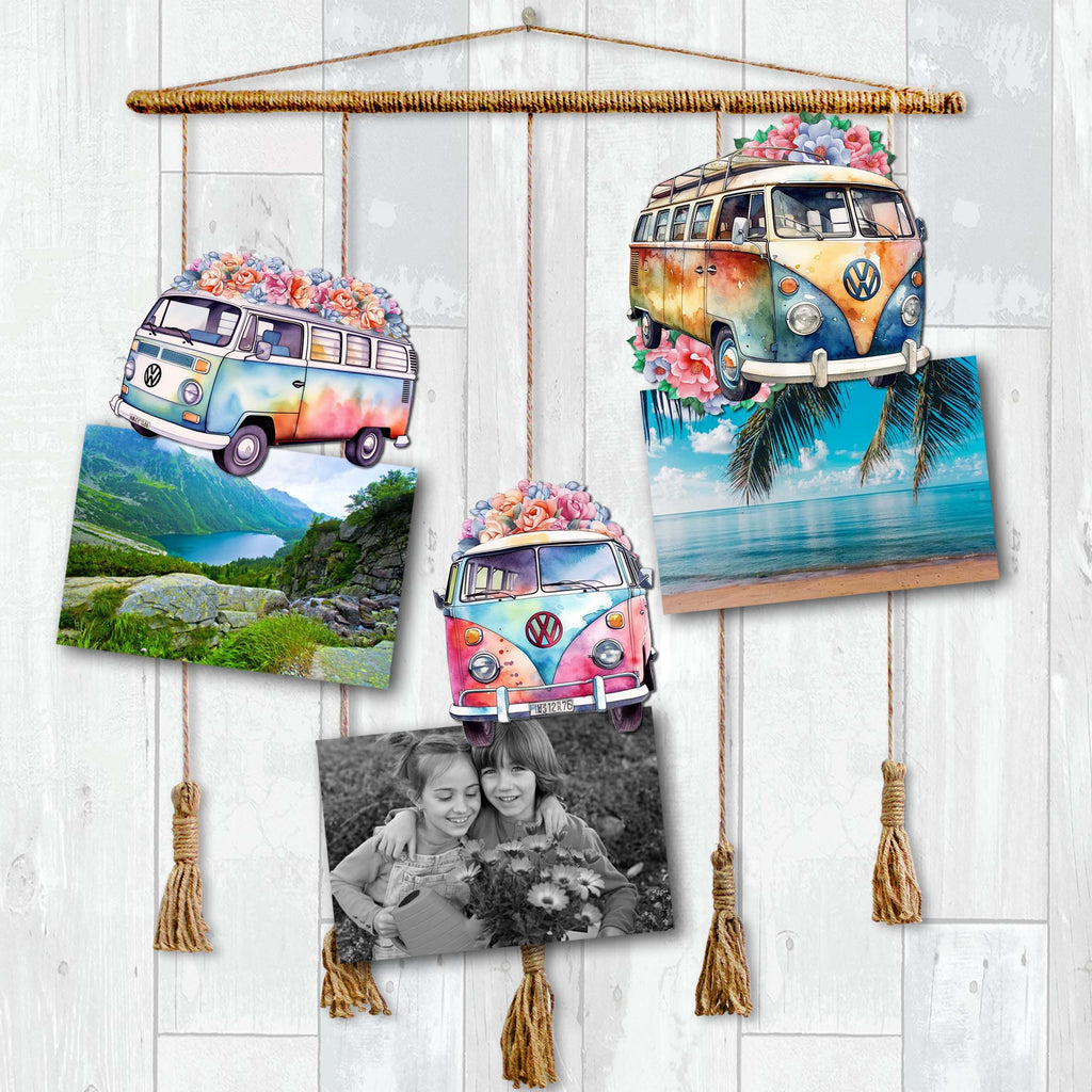Surf Vans Clip-On Eco Wood Decorative Ornaments Set of 3 by G. Debrekht - Christmas Decor - 8091040C-S3