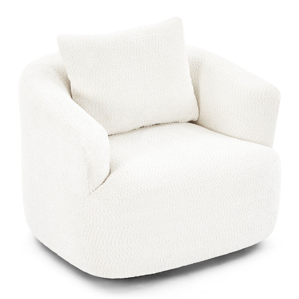 360° Swivel Barrel Sofa Chair With Throw Pillow, Upholstered Accent Chair