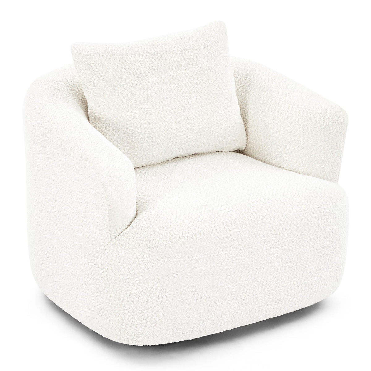 360° Swivel Barrel Sofa Chair With Throw Pillow, Upholstered Accent Chair