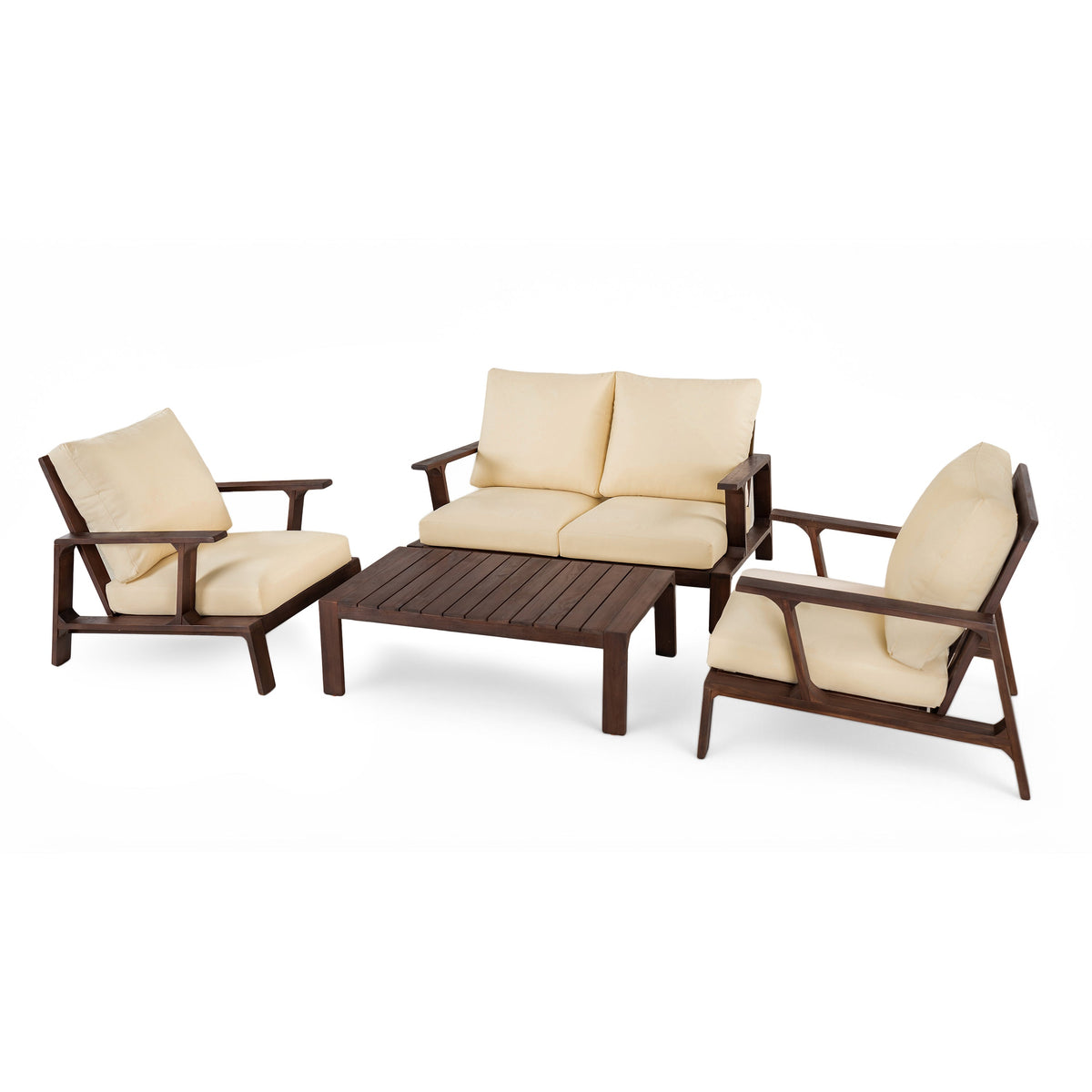 4 Pieces Outdoor Sofa Set with Cushions and Coffee Table