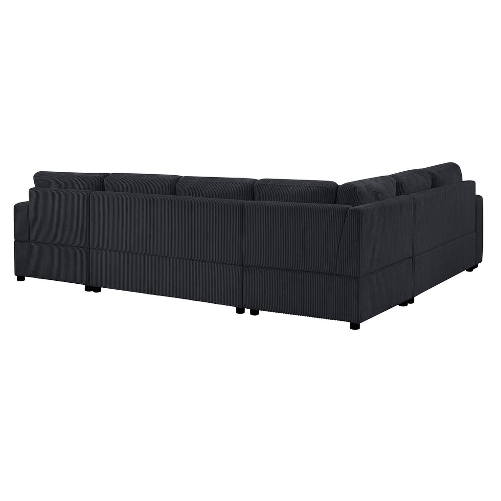 Oversized Sectional U-Shaped Sofa With Chaise Lounge And Three Soft Throw Pillows