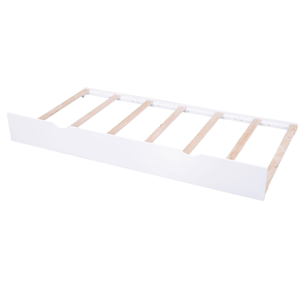Storage Platform Bed With Pull Out Shelves And Trundle
