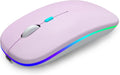 Wireless Bluetooth Mouse, Rechargeable, Dual Mode Bluetooth 5.2 & 2.4G USB, LED Lights, Slim, Silent, Portable Computer Mouse for Laptop, PC, Macbook, Ipad, Tablet (Pink)
