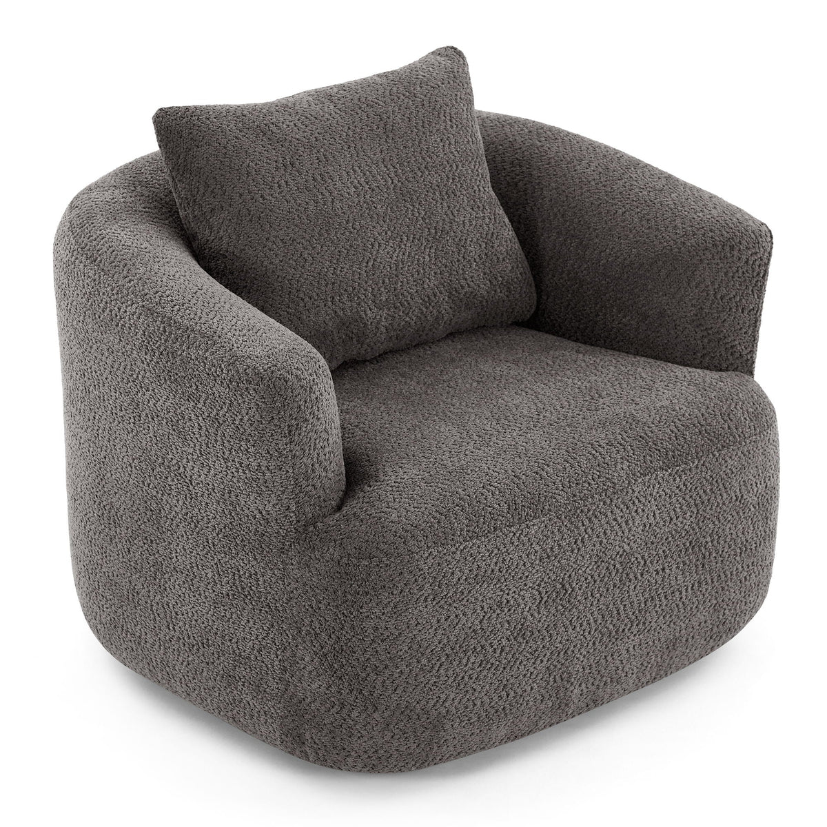 360° Swivel Barrel Sofa Chair With Throw Pillow, Upholstered Accent Chair