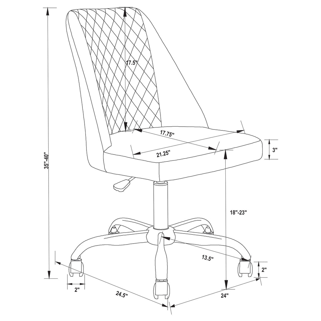 Adjustable Desk Chair With Diamond Tufted Backrest Base - Gray