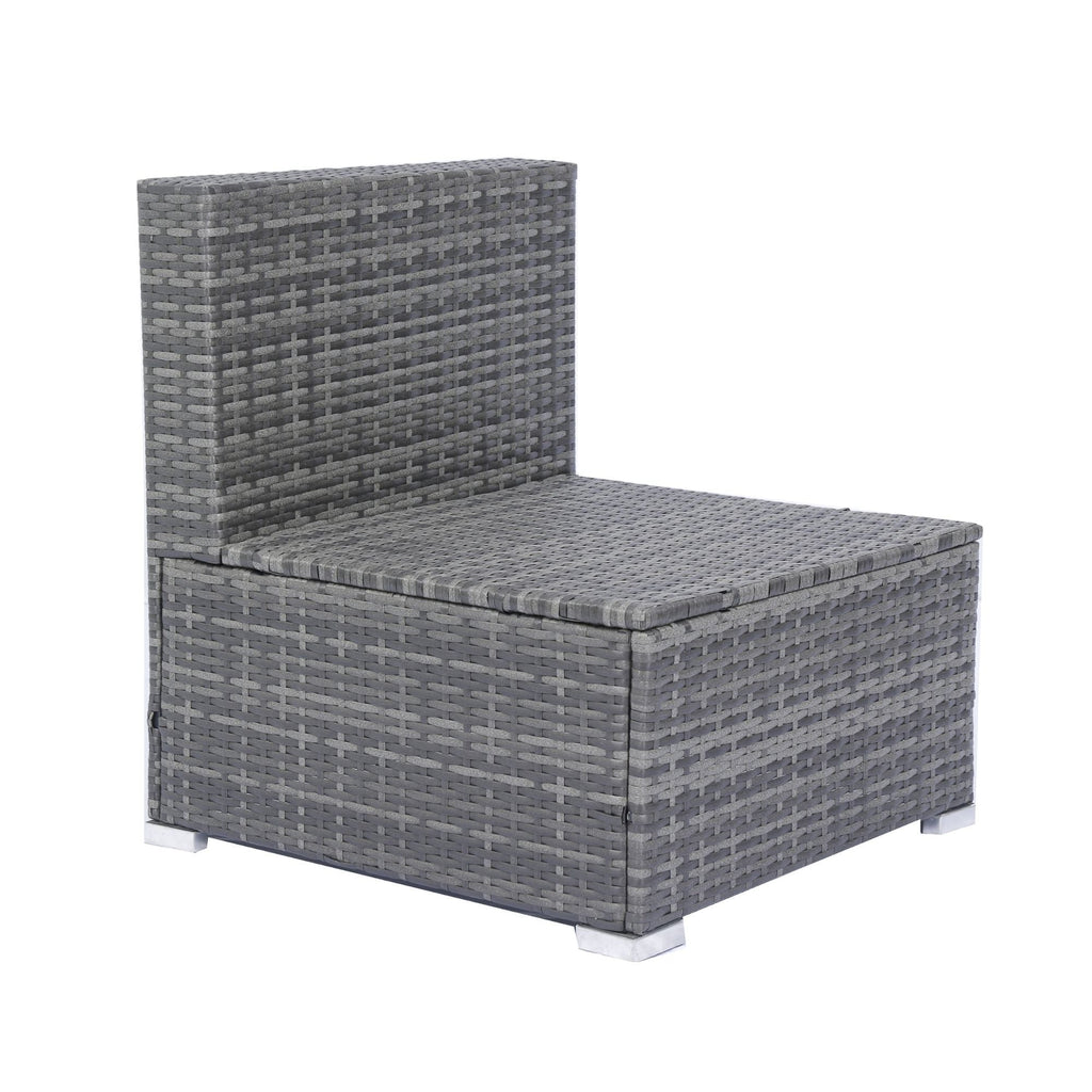 8 Piece Patio Sectional Wicker Rattan Outdoor Furniture Sof Set With One Storage Box Under Seat And Cushion Box - Gray / Black