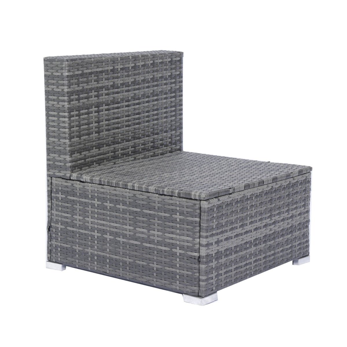 8 Piece Patio Sectional Wicker Rattan Outdoor Furniture Sof Set With One Storage Box Under Seat And Cushion Box - Gray / Black