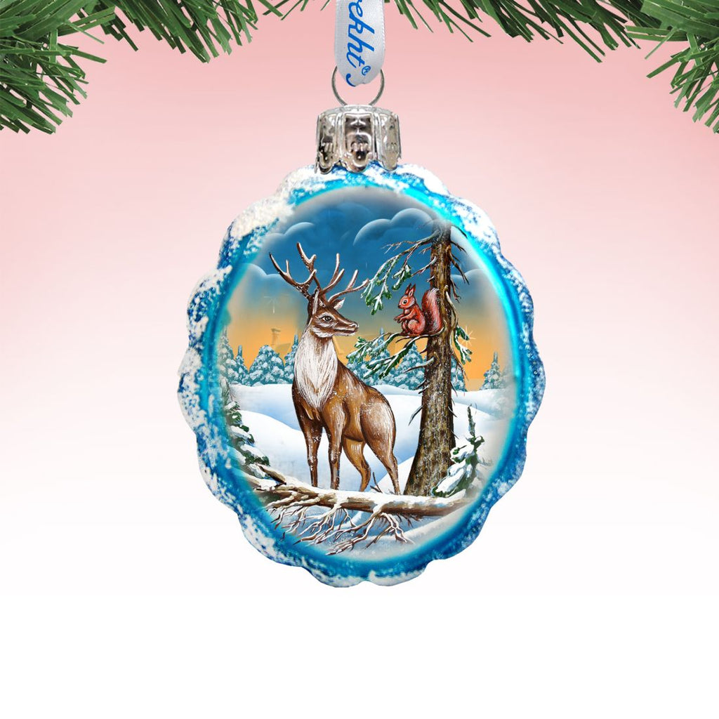 Deer and Friend Mercury Glass Ornament by G. DeBrekht - Wildlife Holiday Décor - 771013