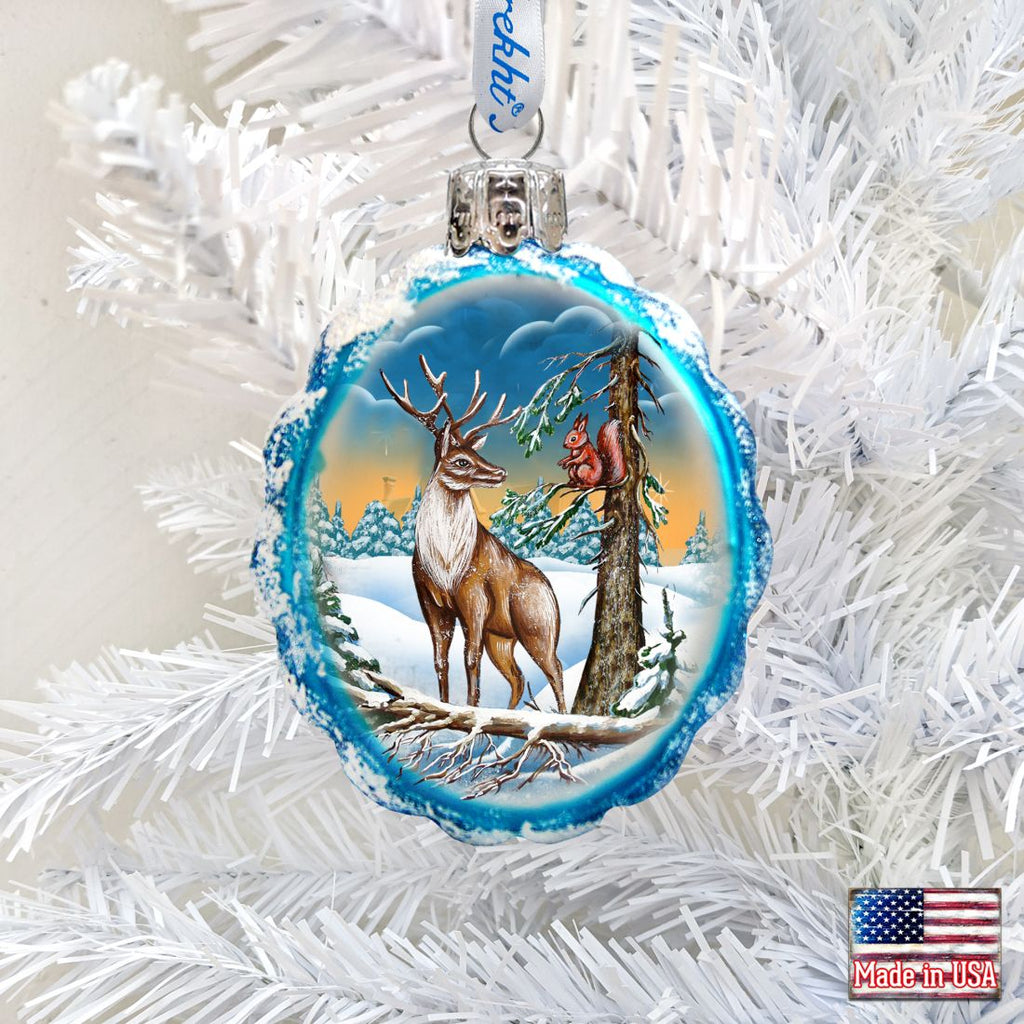Deer and Friend Mercury Glass Ornament by G. DeBrekht - Wildlife Holiday Décor - 771013