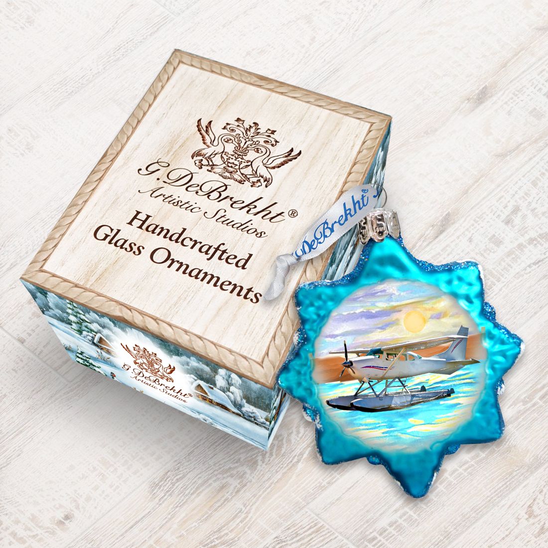 Floating Plane Mercury Glass Ornament by G. DeBrekht - Wildlife Holiday Décor - 771050