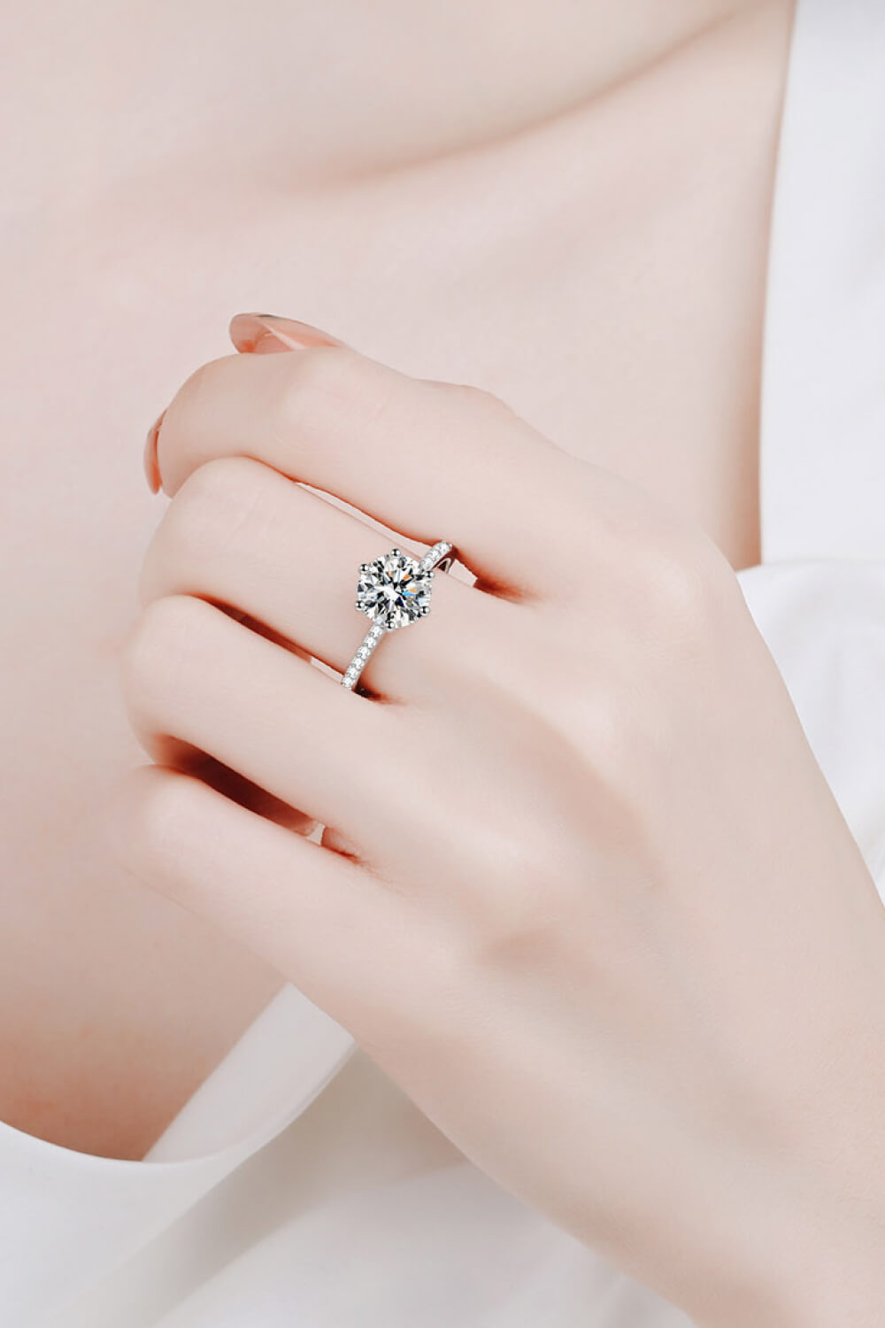 Rhodium Over Pure Sterling Silver 2 Carat Brilliant Round Cut Sparkala™ Ring