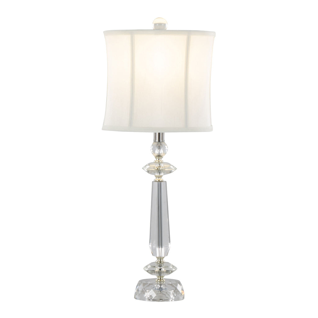 Karat - Contemporary Crystal Table Lamp (Set of 2) - Clear Crystal / Chrome / White Softback