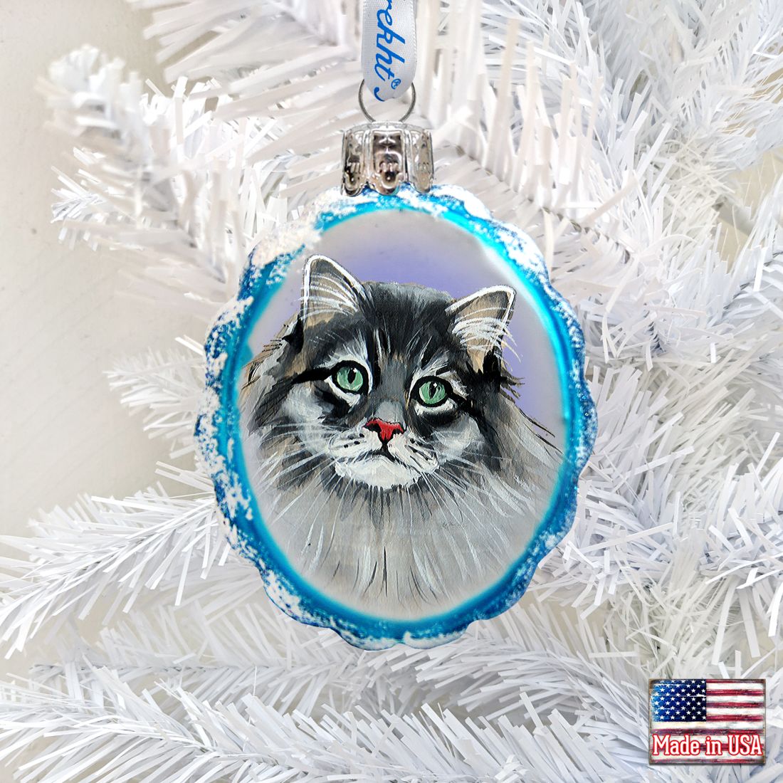 Siberian Forest Cat Mercury Glass Ornament by G. DeBrekht - Pets Dog and Cats Décor - 774015