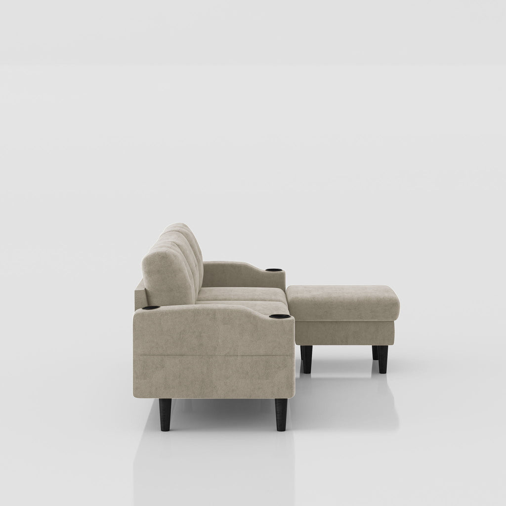 3 Seater Convertible Combination L Shaped Sofa With Footstools With Storage