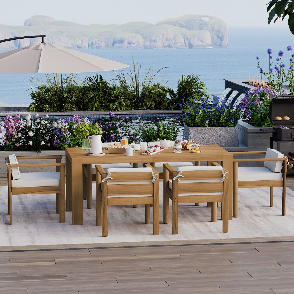 TREXM 7-Piece Patio Dining Table Set for 6