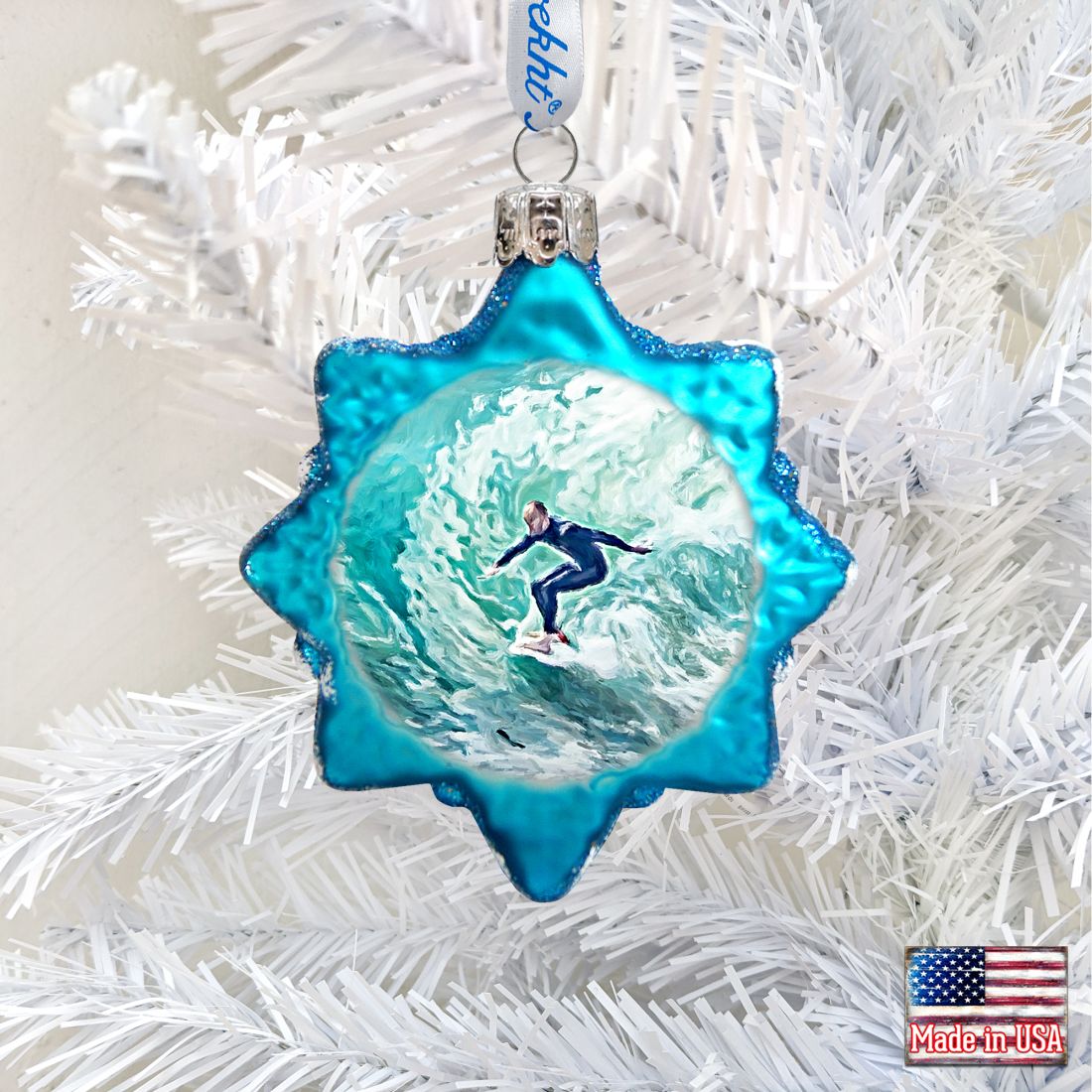 Surfers Mercury Glass Ornament by G. DeBrekht - Coastal Holiday Décor - 775486