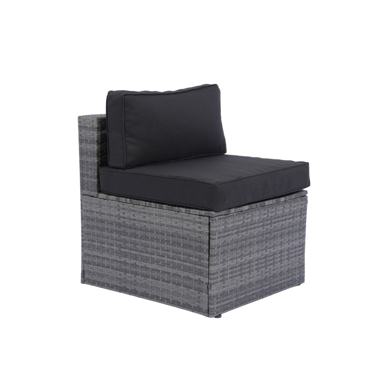 5 Pieces Rattan Sectional Outdoor Furniture Cushioned U Sof Set With 2 Pillow - Gray / Black