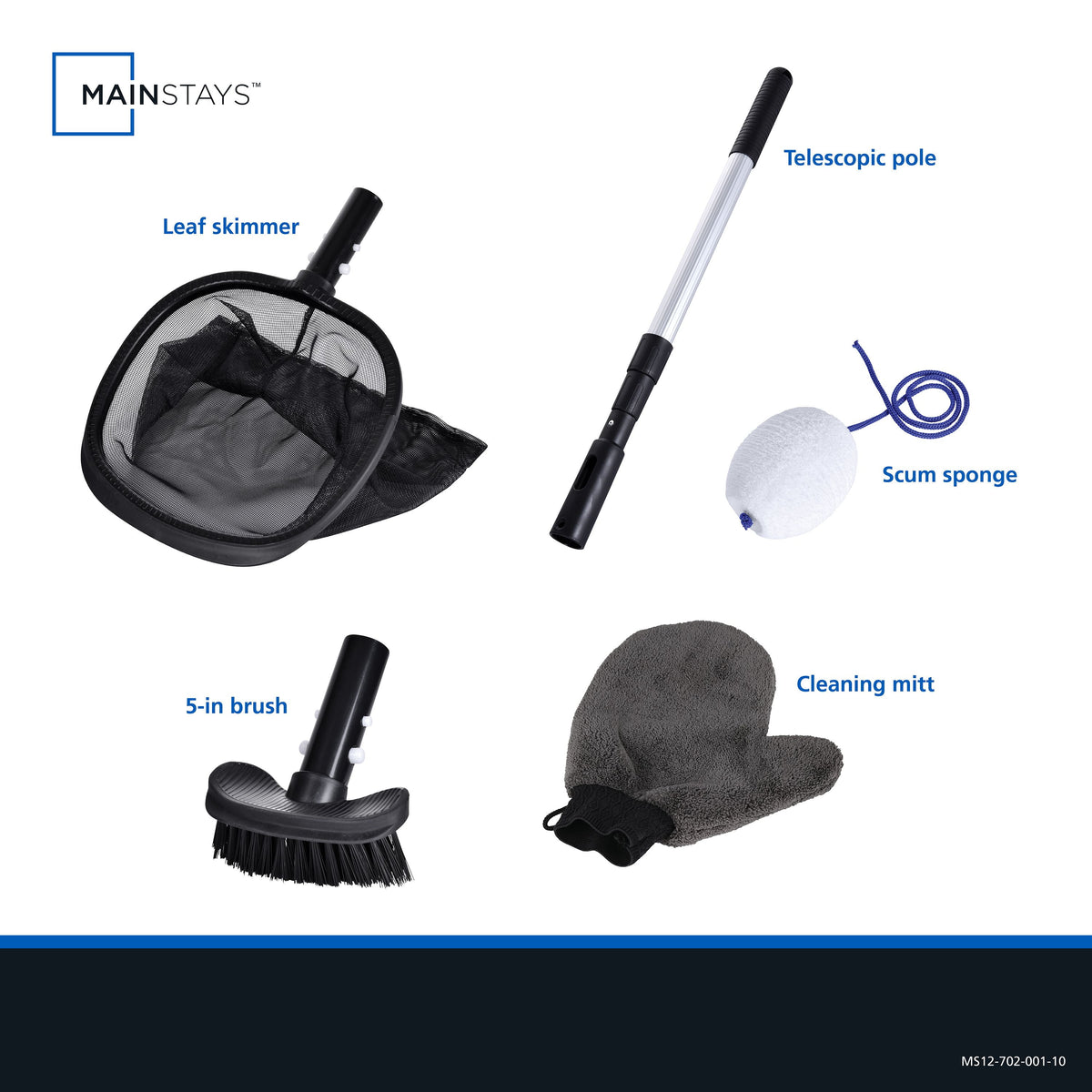 Maintenance Kit for Spas - 5 Piece - Black & Grey - 22 in X 3.5 in X 13.5 in - Alu & PP