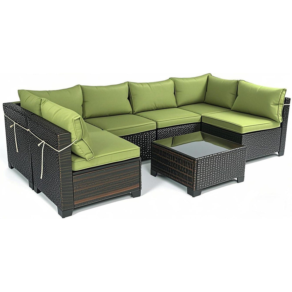 14 Pack Cushion Covers For 7 Piece Wicker Rattan Sectional Sofa