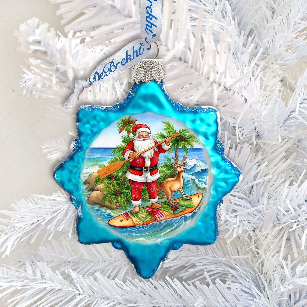 Holiday Coastal Ornament - Santa's Surf Keepsake Glass Ornaments by G. Debrekht - Christmas Décor - 777417