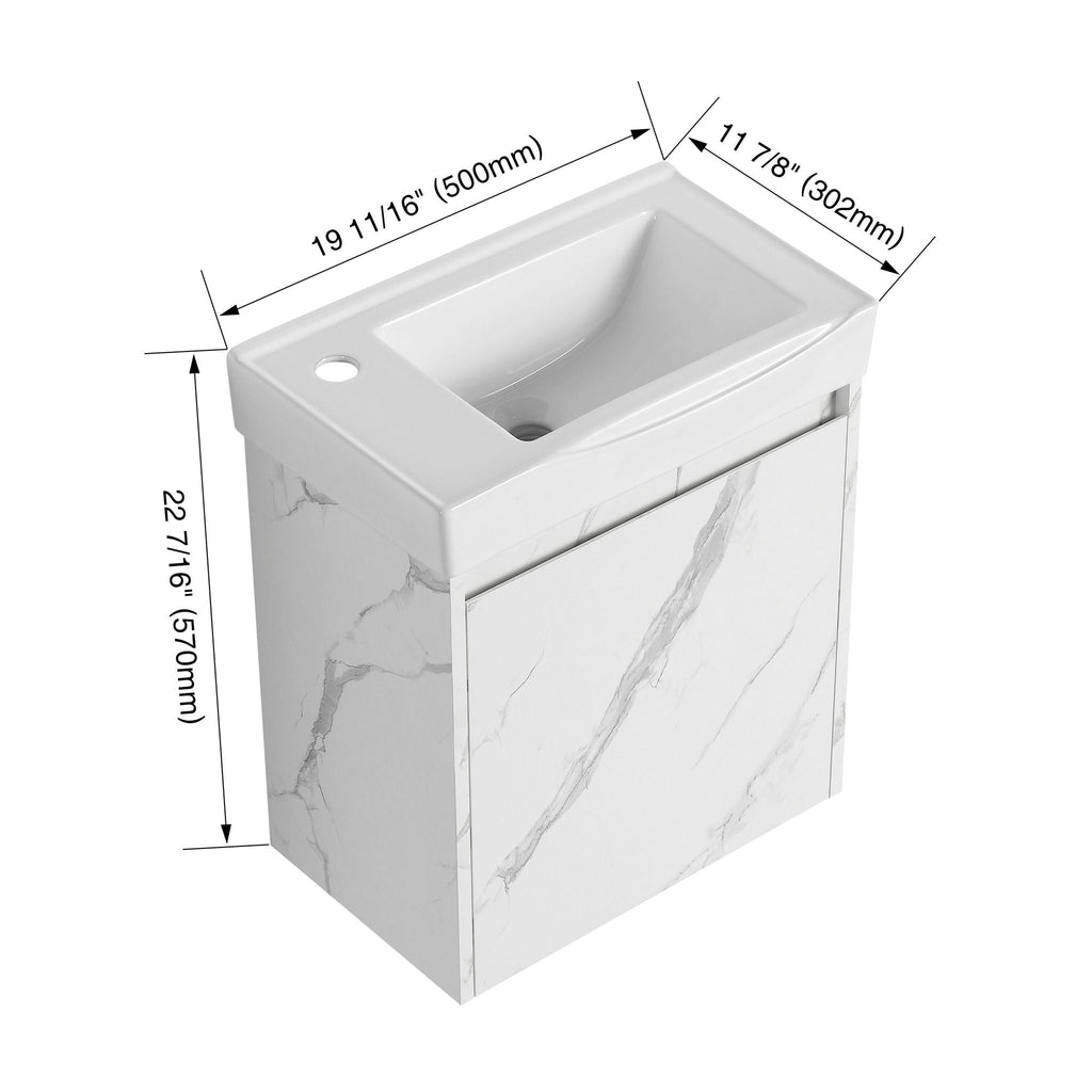 Modern Bathroom Vanity With Ceramic Basin, Wall Mounted Floating Sink Combo, Storage Cabinet