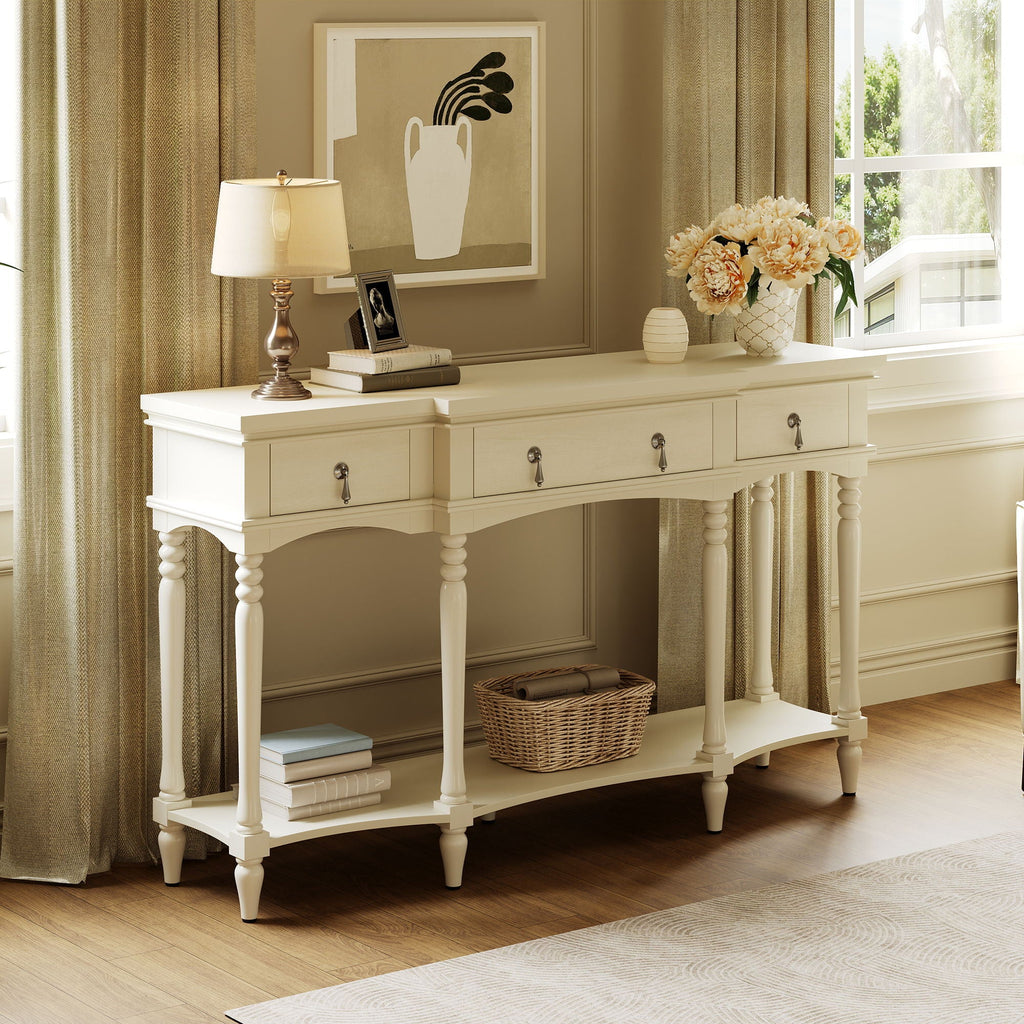 Retro Console Table With 3 Soft Close Drawers