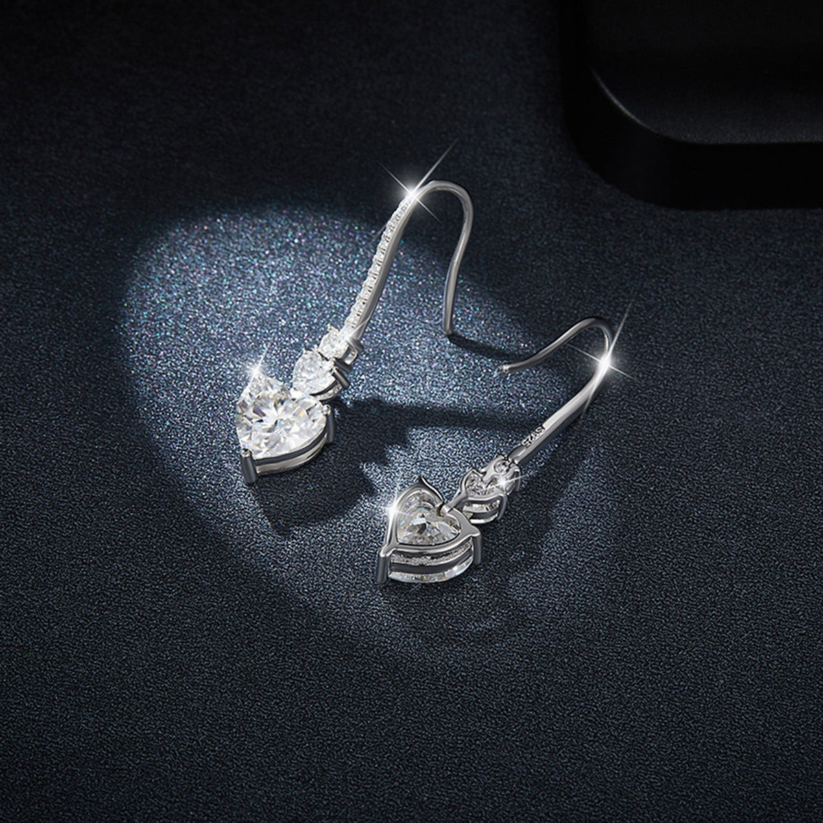 5.44 Carat 925 Sterling Silver Sparkala™ Heart Drop Earrings