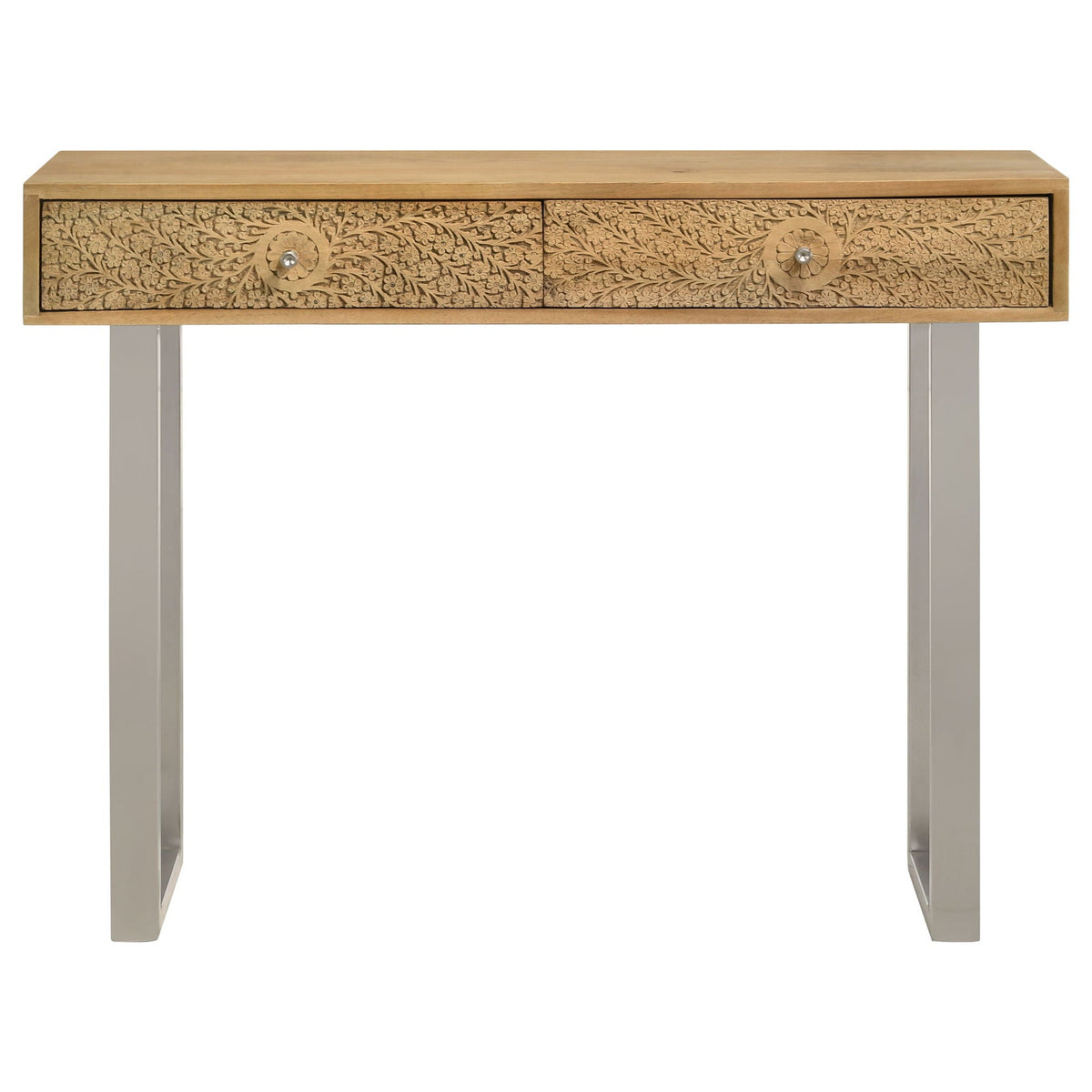 Harmony - 2 Drawer Table With Sled Base In Tones Accents - Natural
