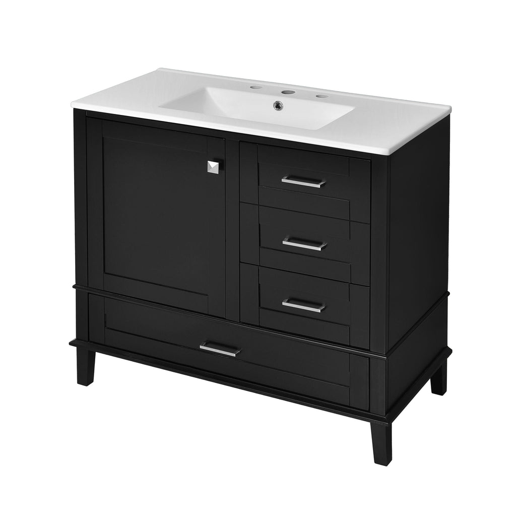 Bathroom Vanity, Modern Bathroom Cabinet With Sink Combo Set, Bathroom Storage Cabinet With A Soft Closing Door And 3 Drawers, Solid Wood Frame