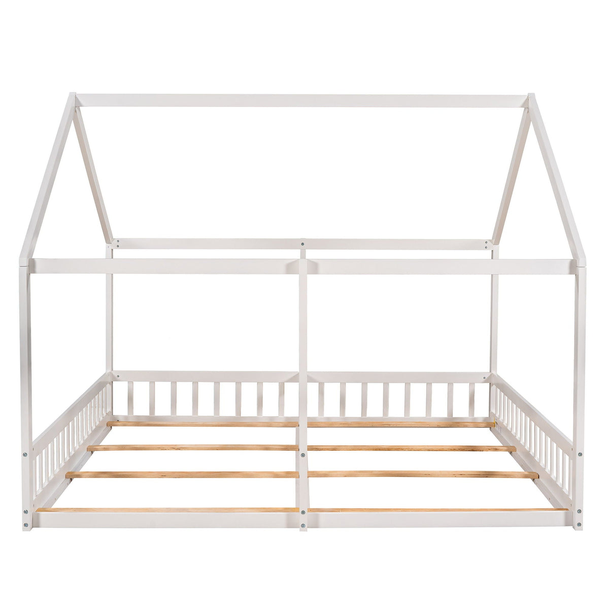 House Platform Beds, 2 Shared Beds, Metal Frame With Guardrails