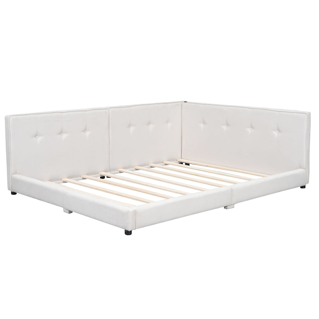 Modern Upholstered Platform Bed With USB Ports And LED Belt