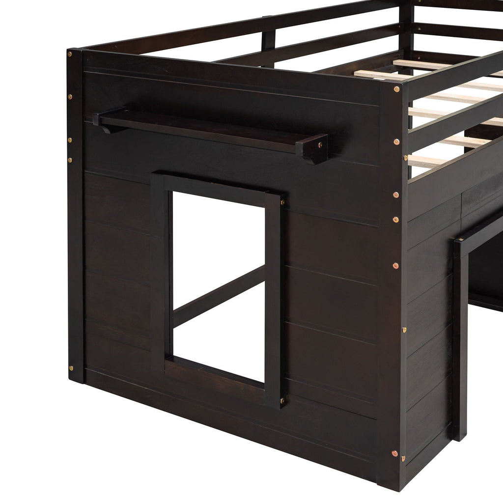 Loft Bed With Cabinet And Shelf