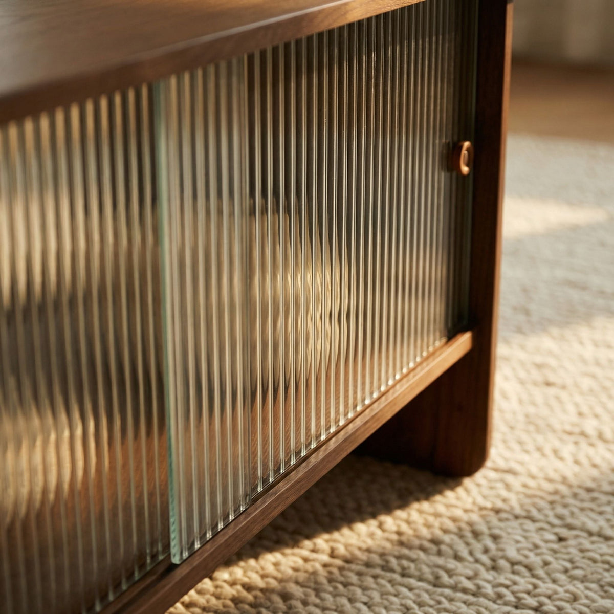 Rectangular Coffee Table With Sliding Door Storage Center