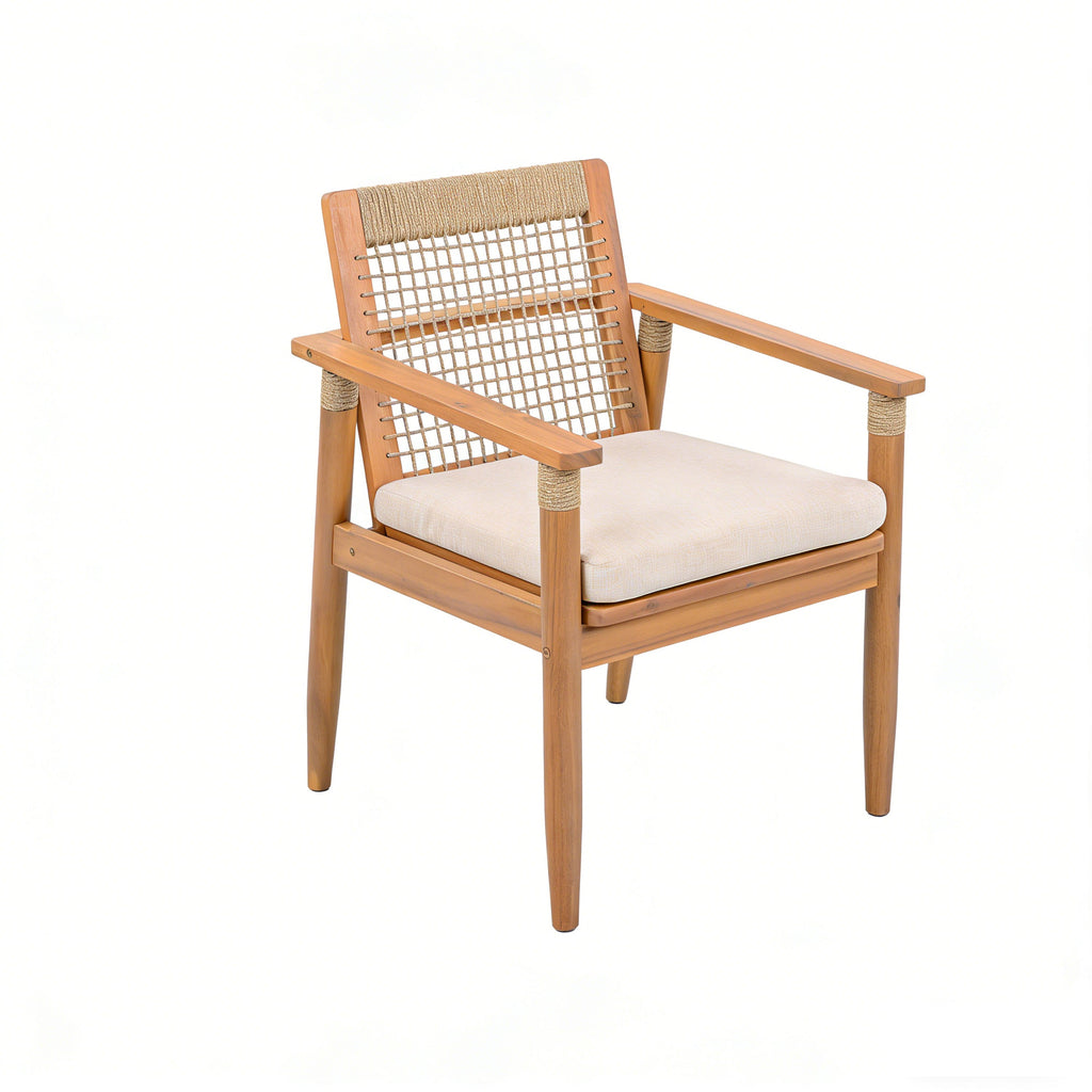 7 Pieces Acacia Wood Outdoor Dining Set with Cushions
