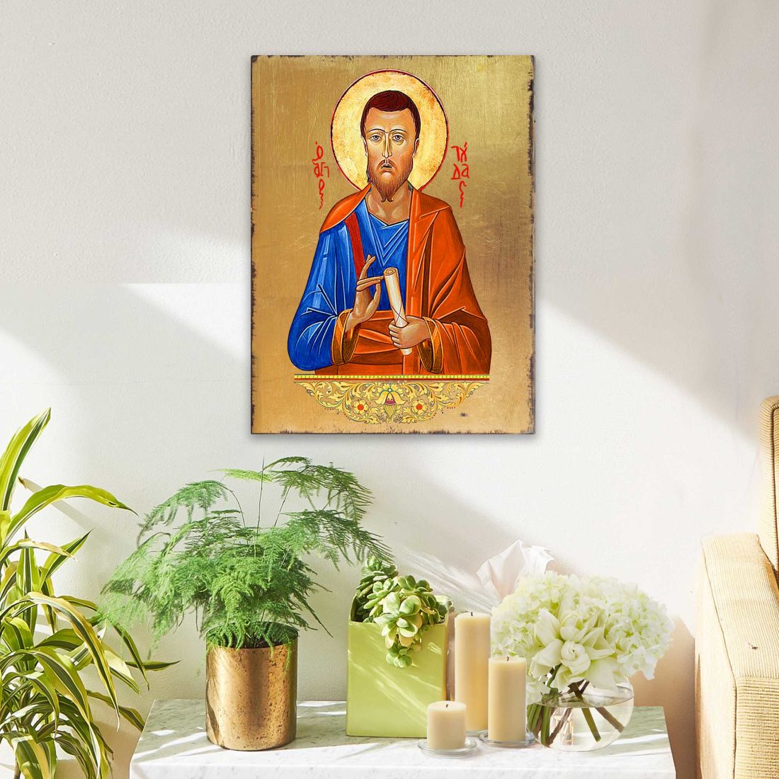 Saint Jude Wooden Gold Plated Religious Christian Sacred Icon - Inspirational Icon Decor - 85036