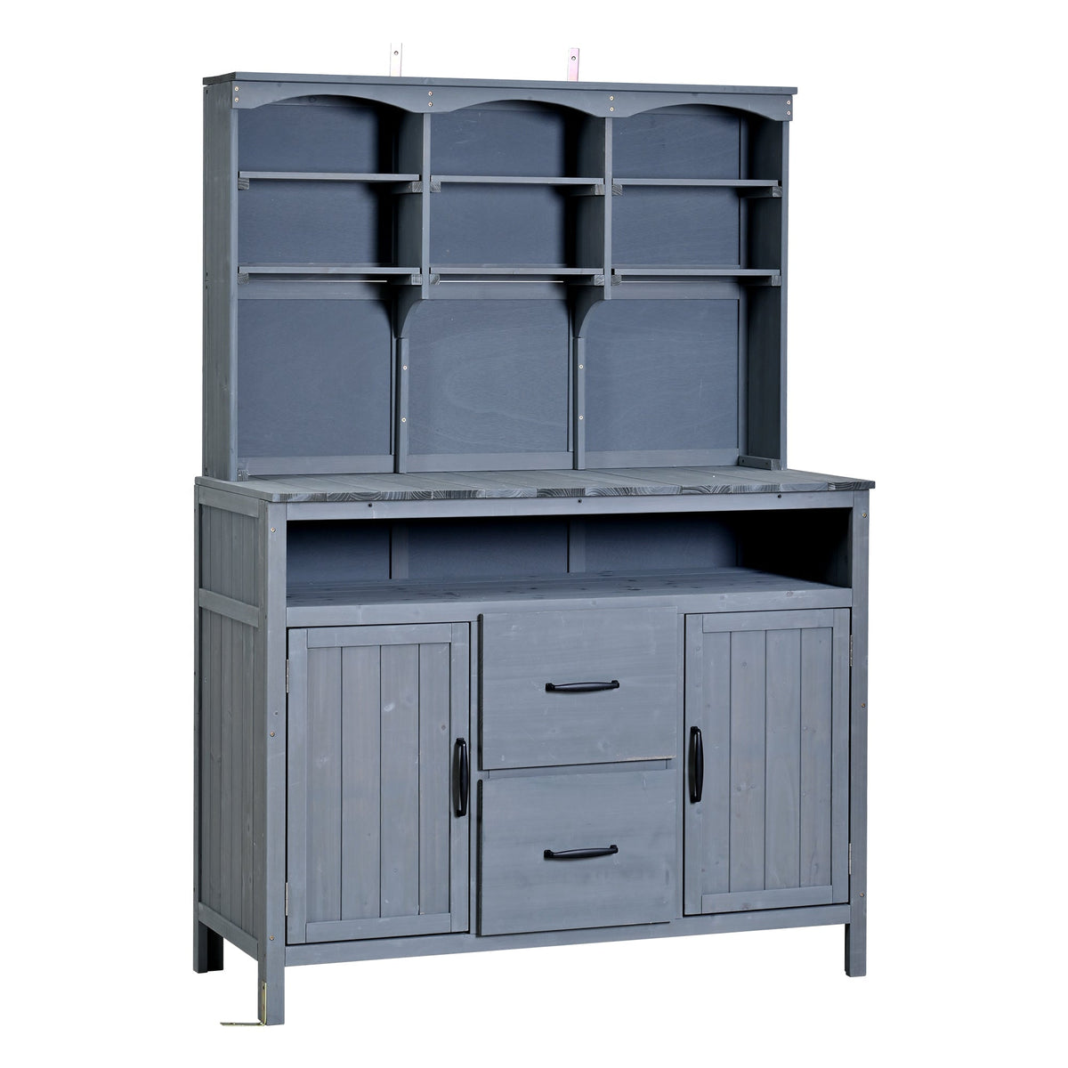 TOPMAX Large Fir Wood Potting Bench with Hutch and Storage