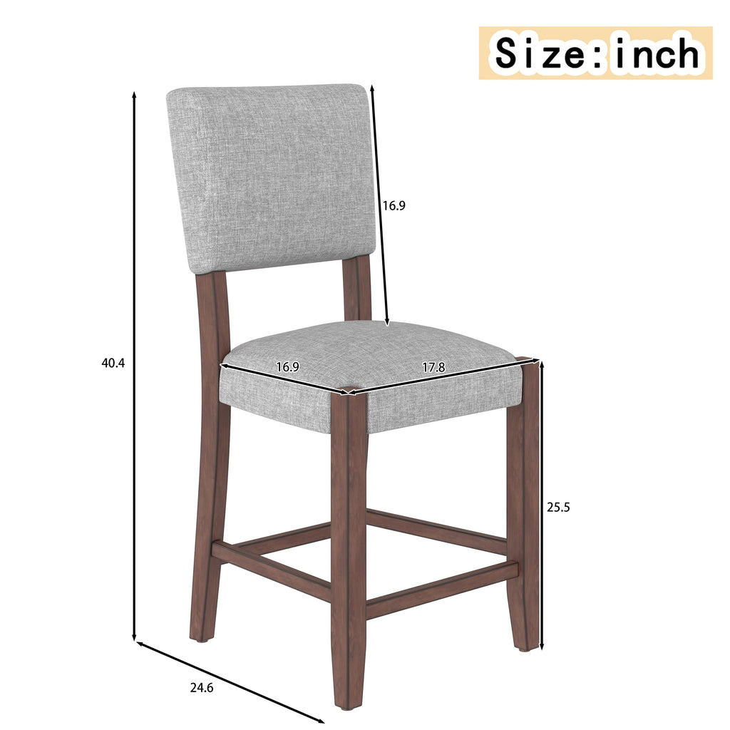 Set of 4 Mid-Century Modern Linen Upholstered Bar Stools