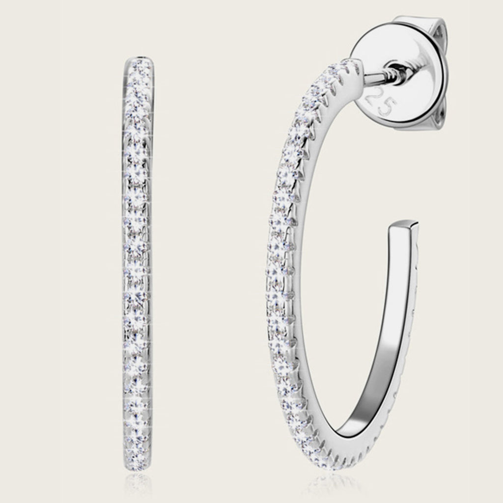 Inlaid Sparkala™ Pure Sterling Silver C-Hoop Earrings