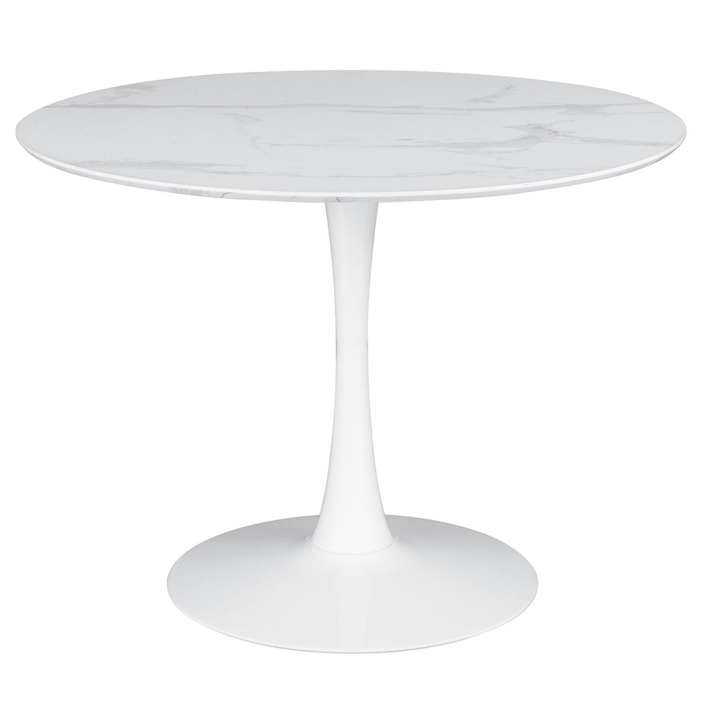 Round Dining Table With Pedestal Base - White