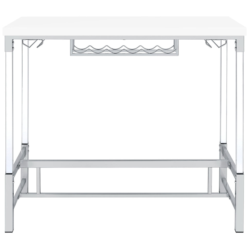 Tonneson - Bar Table With Trestle Base And Wine Storage - White