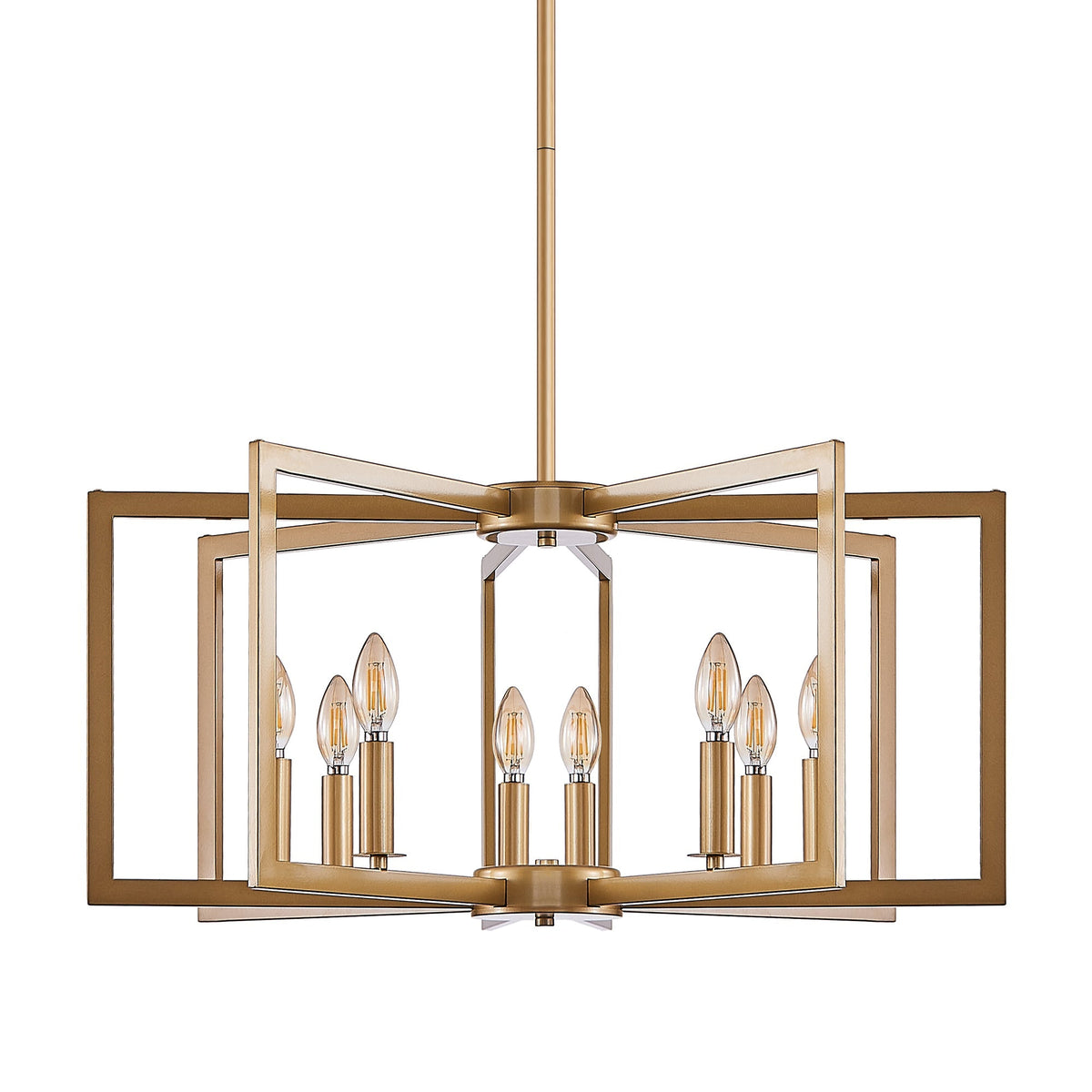 27' Modern Golden Geometric 8-Light Chandelier