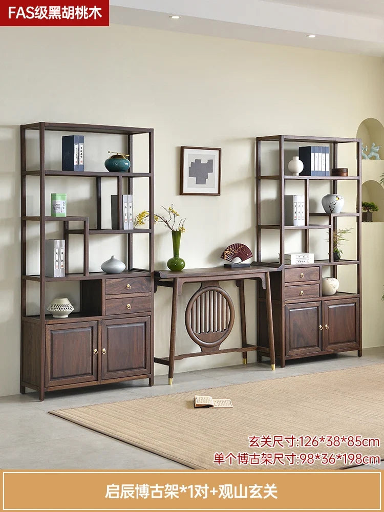 Luxury Chinese Solid Wood Curio Cabinet – Oriental Living Room Display Credenza
