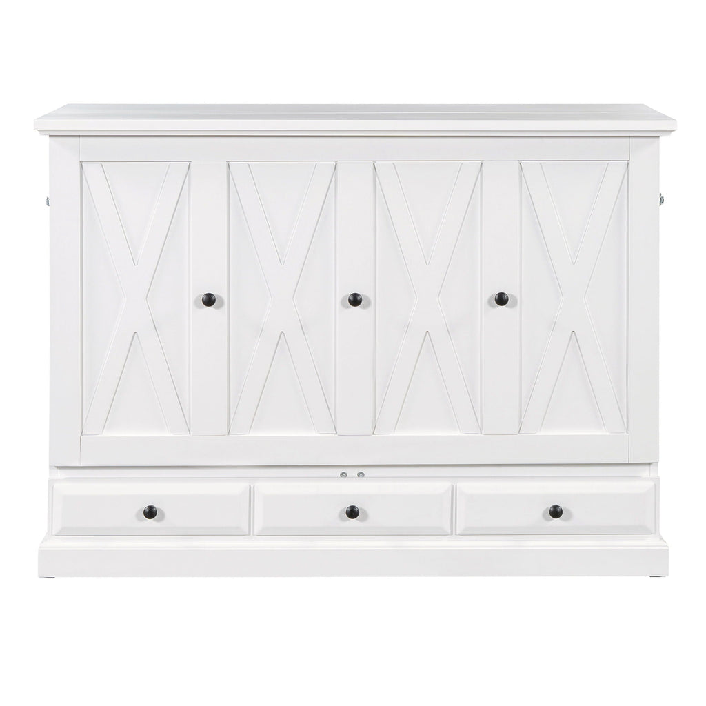 Solid Pine Murphy Bed Chest Cube Cabinet Bed With Charging Station And Large Storage Drawer For Home Office Or Small Room